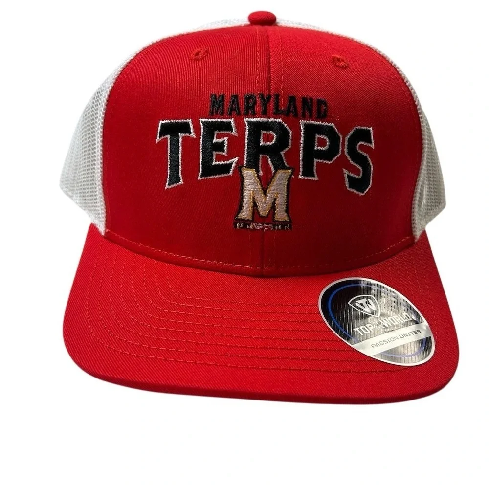 University of Maryland Terrapins Trucker Snapback Hat Red Unisex‎ Adjustable Cap